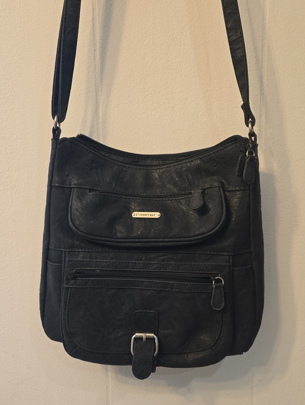 St. John's Bay Black Faux Leather Crossbody Bag